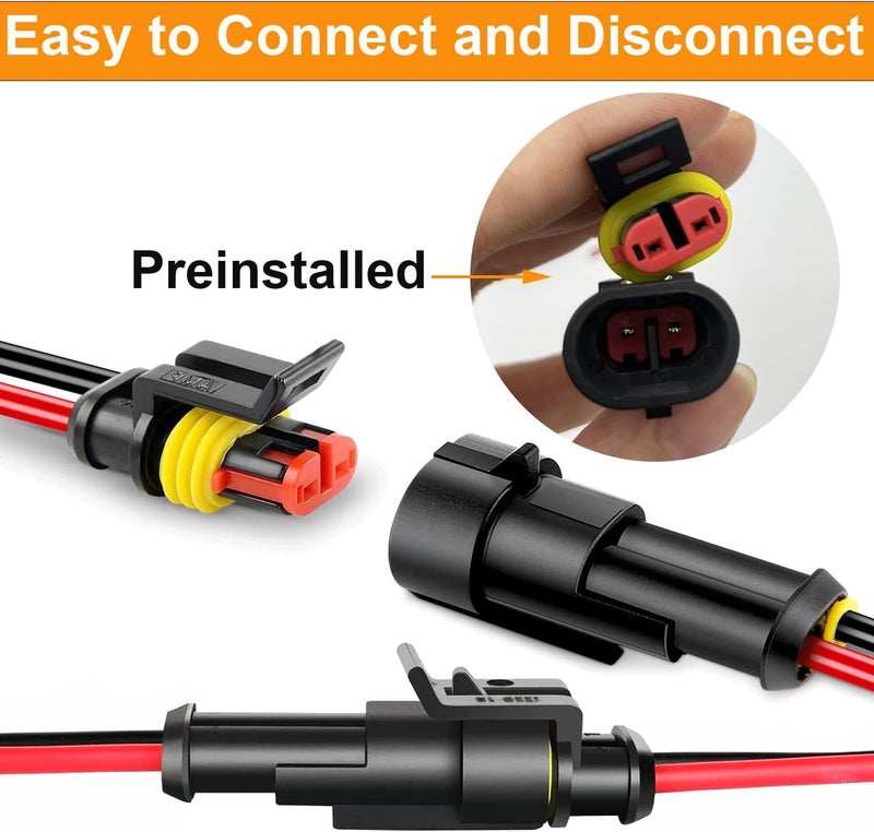 Twippo 16 AWG Waterproof Wire Connectors Automotive Electrical Connectors Quick Disconnect 1/2/3/4 Pin with 16 Gauge Wire (26 Kits) - Image 3